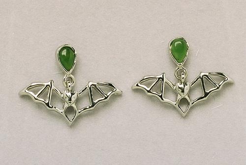 Jade Cavern Bat Earrings