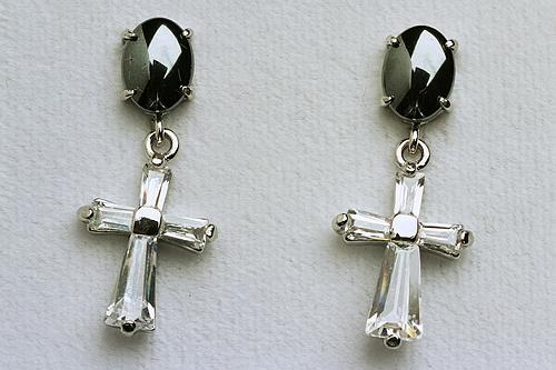 Hematite Fancy Cross Earrings
