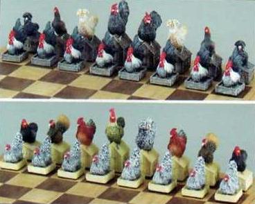 Rooster and Hen Chess Set