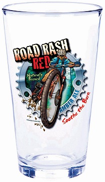 Road Rash Red Pint Glass