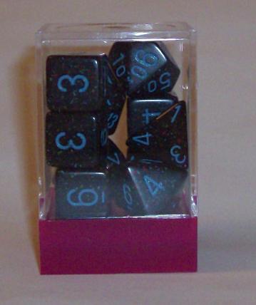 Ten Assorted Blue Star Elemental Polyhedral Dice in a Box