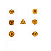 7 Marbelized Polyhedral Gold Dice