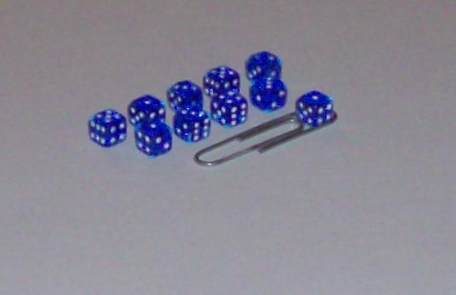 10 Mini-Dice, clear sapphire