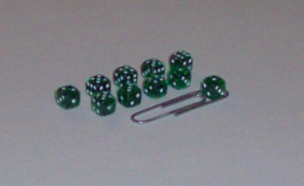 10 Mini-Dice, clear emerald