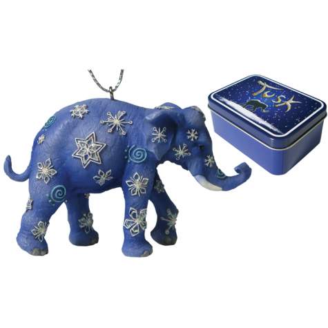 Snowflakes Elephant Ornament in a Tin